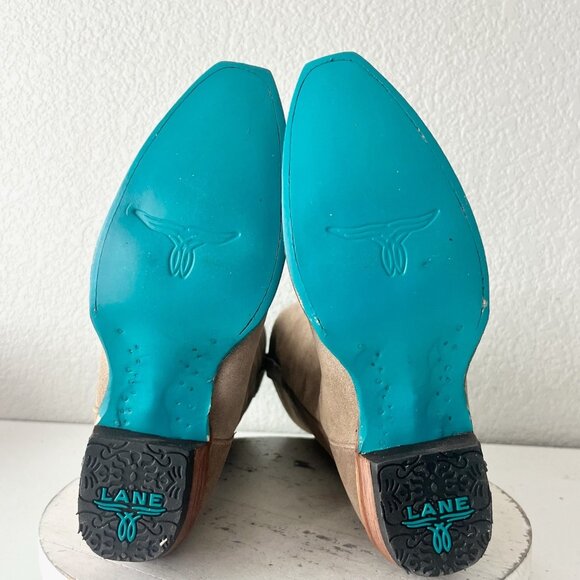 Lane EMMA JANE Womens Cowboy Boots 7.5 Latte Suede Western Cowgirl Mid Calf Tall - Picture 9 of 12